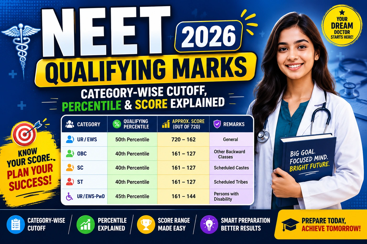 NEET Qualifying Marks 2026: Category-Wise Cutoff, Percentile & Score Explained